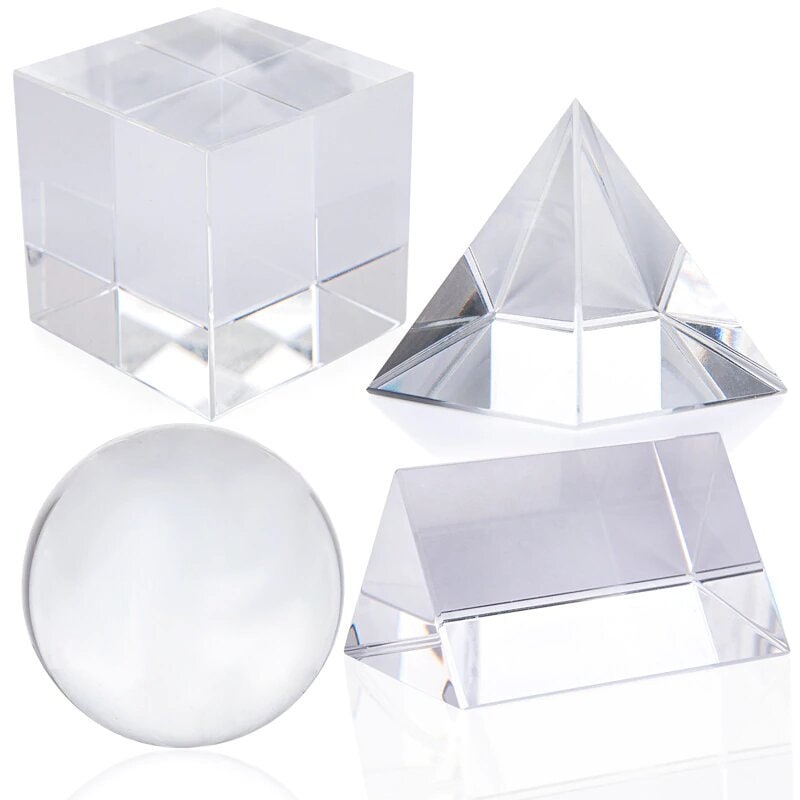 Crystal Optical Clear Crystal Photography Set Sphere Pyramid Cube Light Education Camera Orb Ball Prism Gift Large 50mm 55mm 60mm