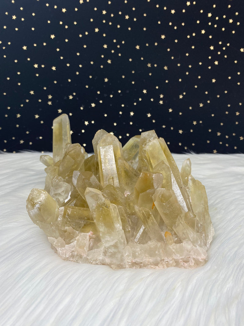 3LB 14oz Unheated Citrine Quartz Self Standing Cluster Natural Rare Reiki Crystal Lwena Congo 8" 1750g Birthday Housewarming Mother's Day