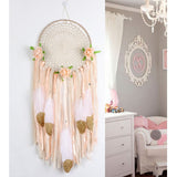 Boho White Gold Feather Floral Dreamcatcher Country Rustic Wedding Photos Decoration Unique Wall Hanging Natural Dream Catcher Zen Nursery