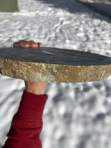 Large Gray Navy Banded Agate Slice Cheese Board - 3lb 12oz - Display Cluster 8" x 8.5" 1690g Black Crystal from Brazil Reiki Birthday Gift