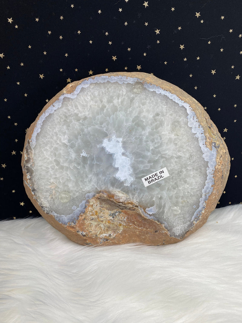 4lb 15oz Large Brazilian Agate Slice - Cheese Board - Display Cluster 9.5" x 8" 2230g Healing Crystal Gray Brown from Brazil Reiki Birthday