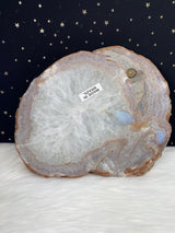 3lb 9oz Large Brazilian Agate Slice - Cheese Board - Display Cluster 9" x 8.5" 1630g Healing Crystal Gray Brown from Brazil Reiki Birthday