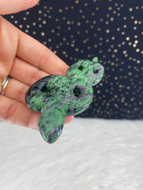 Green Pink Anyolite Ruby Zoisite Snake Hand Carved Crystal for Heart Chakra Dream Recall Relaxation Altar Tile Birthday Alter