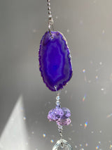 Agate Suncatcher - Choose Pink Purple Green Orange or White Slice Geode Crystal Pendant Car Charm Sun Catcher Home Sympathy Gift Bridesmaid