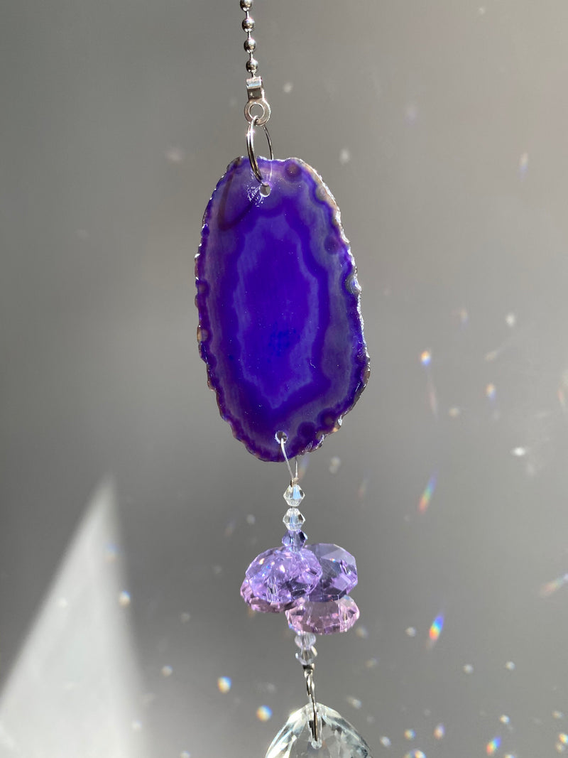 Agate Suncatcher - Choose Pink Purple Green Orange or White Slice Geode Crystal Pendant Car Charm Sun Catcher Home Sympathy Gift Bridesmaid