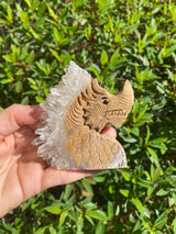 3.4" 130g Hand Carved Dragon Clear Quartz Cluster Good Luck Healing Crystal Birthday Valentine's Day Unique Protection Gift Specimen Stone