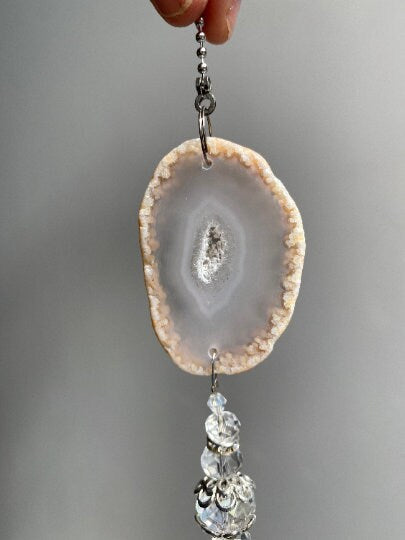 Agate Suncatcher - Choose Pink Purple Green Orange or White Slice Geode Crystal Pendant Car Charm Sun Catcher Home Sympathy Gift Bridesmaid