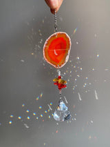 Agate Suncatcher - Choose Pink Purple Green Orange or White Slice Geode Crystal Pendant Car Charm Sun Catcher Home Sympathy Gift Bridesmaid