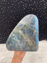 9.5” 4lb 7oz Dark Blue Teal Labradorite from Madagascar XL Self Standing Freeform 2000g Orange Yellow Quartz Natural Large Crystal