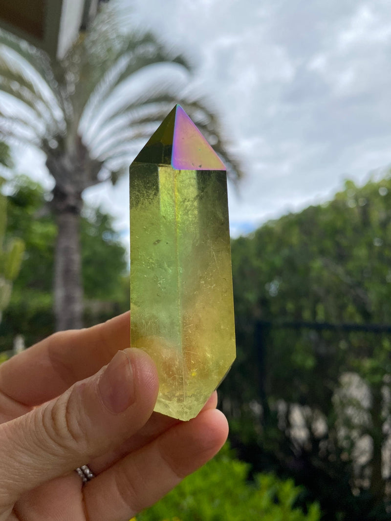 2-3" Self Standing Angel Aura Clear Quartz Obelisk Tower Points Crystal Lot 5 Pieces, Pink, Yellow, Blue, Purple Dyed Birthday Unique Gift