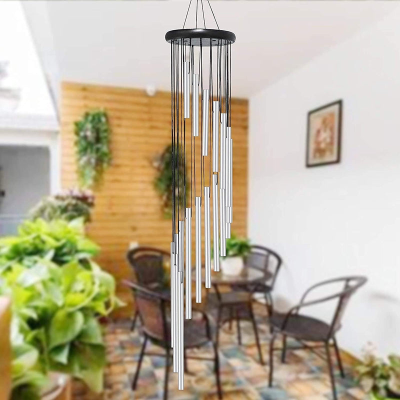 Wind Chime SOUND in DESCRIPTION! Classic Large 36" Amazing Grace Musical Silver Spiral Calming Garden Patio Indoor Outdoor Housewarming Gift