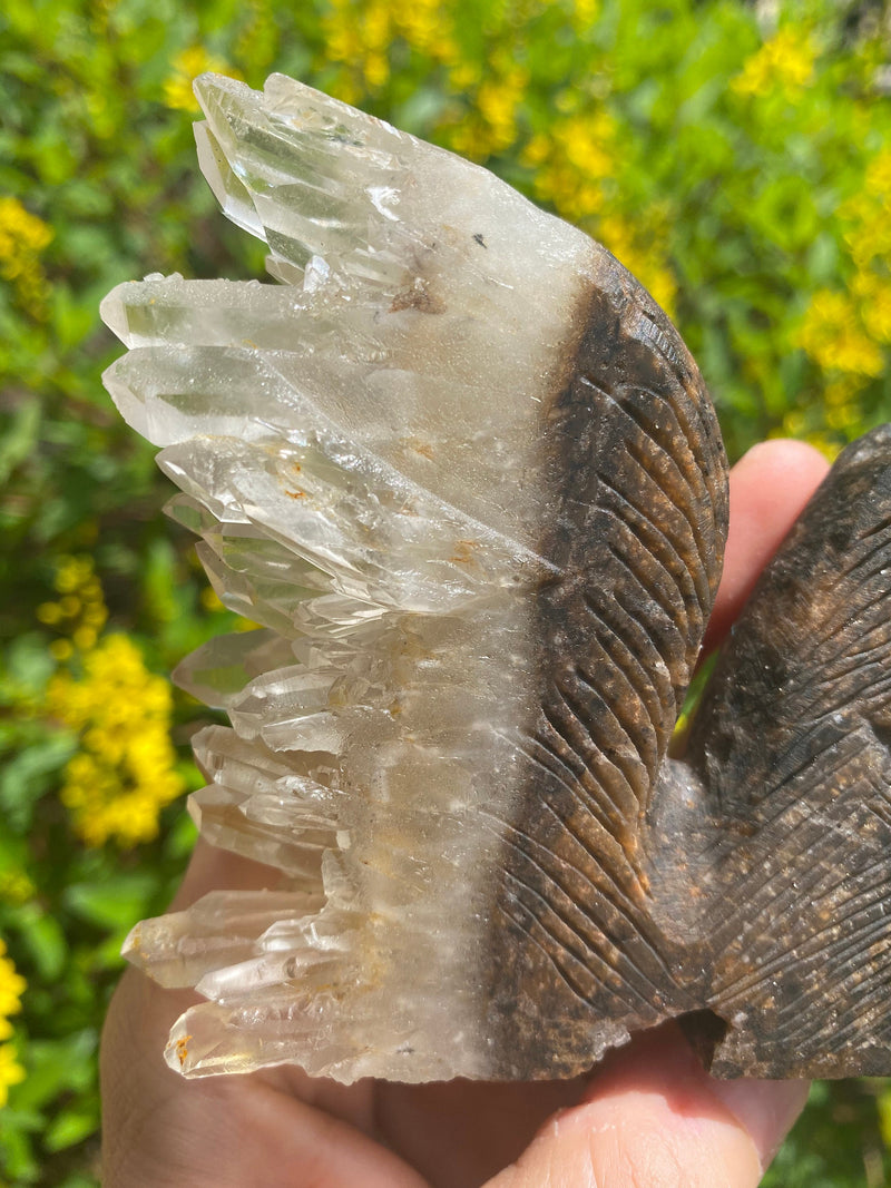 5.2" 230g Large Hand Carved Squirrel Clear Quartz Cluster Good Luck Healing Crystal Birthday Unique Protection Gift Specimen Stone