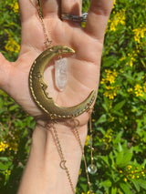 Large Crescent Moon Stars Clear Crystal Prism Balls Gold Suncatcher Rainbow Maker Wall Hanging Zen Decor Protection Banish Evil Gift for Her
