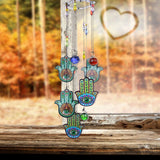 Hamsa Evil Eye Metal Wind Chime Sun Catcher Crystal Large Palm Chakra Suncatcher Wall Hanging Rainbow Maker Memorial Sympathy Gift