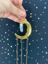 Large Crescent Moon Stars Clear Crystal Prism Balls Gold Suncatcher Rainbow Maker Wall Hanging Zen Decor Protection Banish Evil Gift for Her