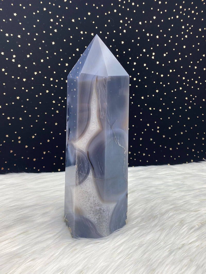 12.3" 8.5lb Banded Botswana Agate UNIQUE Crystal Self Standing Tower 3840g Druzy Quartz Obelisk Polished Healing Display Point Large Huge