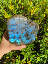 6.5” Dark Blue Labradorite 4lb 3oz Self Standing Freeform from Madagascar 1890g Flash Iridescence Quartz Third Eye Large Natural Crystal