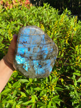 6.5” Dark Blue Labradorite 4lb 3oz Self Standing Freeform from Madagascar 1890g Flash Iridescence Quartz Third Eye Large Natural Crystal