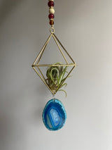 Geometric Hanging Beaded Agate Bell Air Plant Holder Indoor Plant Himmeli Brass Gold Metal Birthday Housewarming Gardening Geometric Plantar