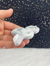 White Gray Howlite Snake Hand Carved Crystal for Inspiration Creativity Wisdom Self Awareness Gemini Altar Tile Birthday Alter