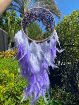 Tree of Life Lavender Feather Dreamcatcher Copper Beaded Dream Catcher Unique Wall Decoration Large Purple Nursery Zen Moher's Day Gift