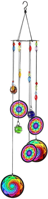 Hippie Tie Dye Flower of Life Metal Wind Chime Crystal Chakra Large Fengshui Suncatcher Rainbow Maker Garden Memorial Sympathy Gift