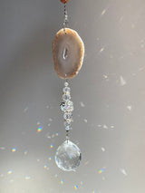 Agate Suncatcher - Choose Pink Purple Green Orange or White Slice Geode Crystal Pendant Car Charm Sun Catcher Home Sympathy Gift Bridesmaid