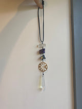 Sun & Moon Phase Gold Aura Quartz Prism Suncatcher Rainbow Maker Wall Hanging Boho Zen Decor Accessory Protection Banish Evil Gift for Her