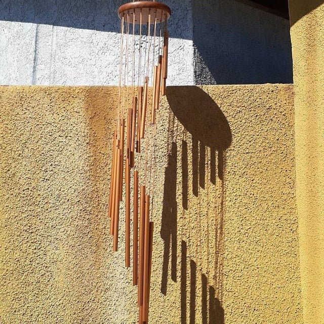 Wind Chime SOUND in DESCRIPTION! Large 36" Amazing Grace Gold Spiral Garden Patio Indoor Outdoor Memorial Sympathy Housewarming Gift