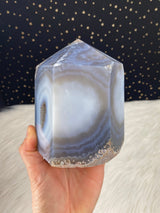 4.9" 2.73lb Banded Botswana Agate UNIQUE Crystal Self Standing Tower 1240g Druzy Quartz Obelisk Polished Healing Display Point Large Huge