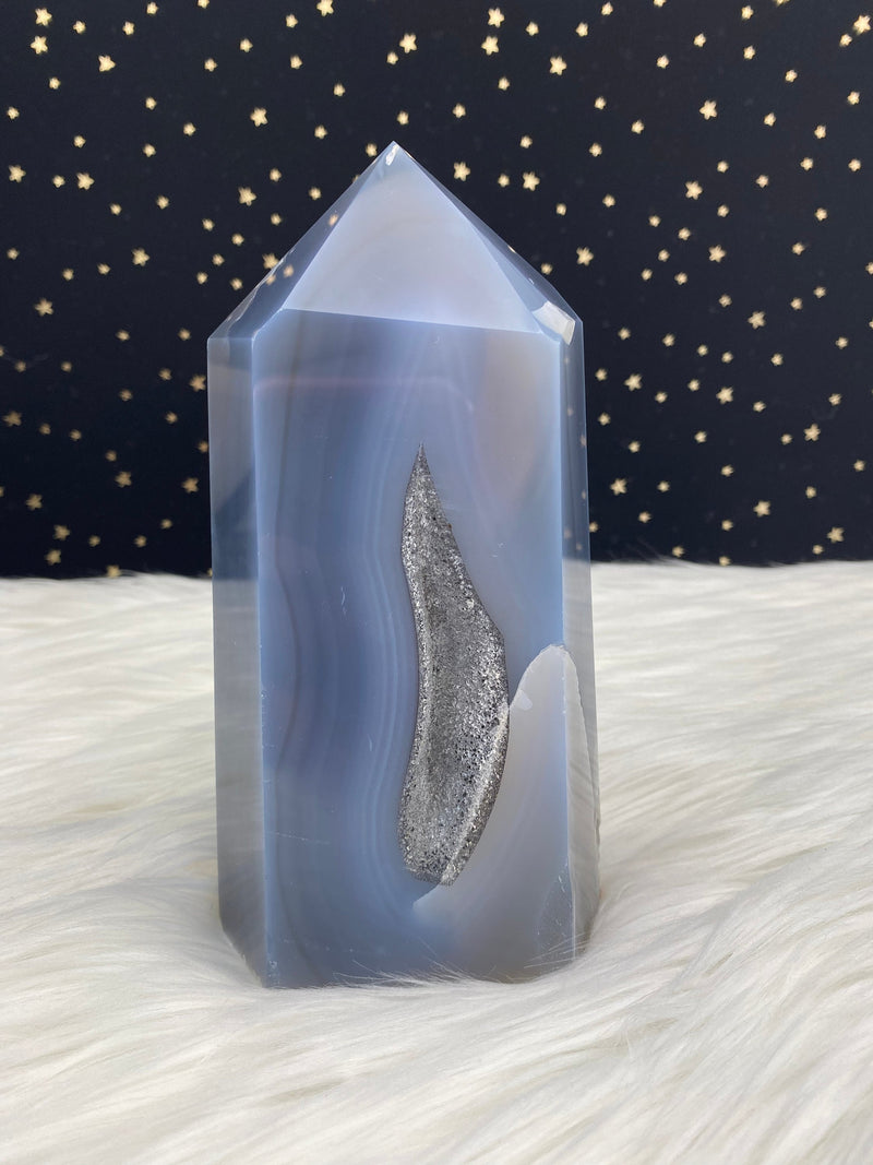 6.5" 2.84lb Banded Botswana Agate UNIQUE Crystal Self Standing Tower 1290g Druzy Quartz Obelisk Polished Healing Display Point Large Huge