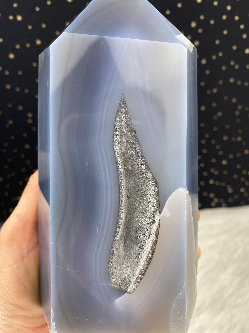 6.5" 2.84lb Banded Botswana Agate UNIQUE Crystal Self Standing Tower 1290g Druzy Quartz Obelisk Polished Healing Display Point Large Huge
