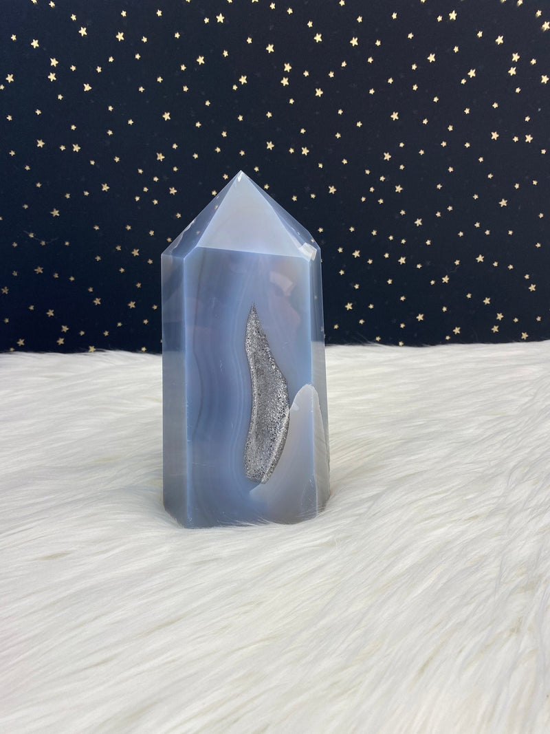 6.5" 2.84lb Banded Botswana Agate UNIQUE Crystal Self Standing Tower 1290g Druzy Quartz Obelisk Polished Healing Display Point Large Huge