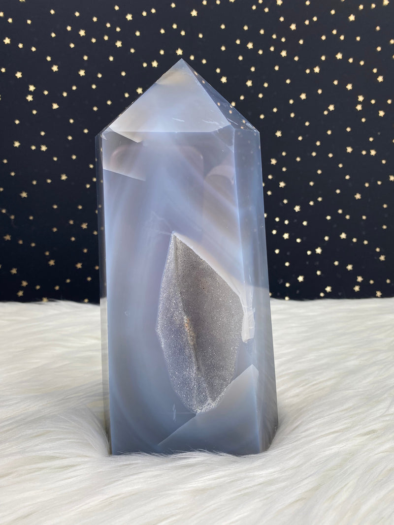 8.5" 4.89lb Banded Botswana Agate UNIQUE Crystal Self Standing Tower 2220g Druzy Quartz Obelisk Polished Healing Display Point Large Huge