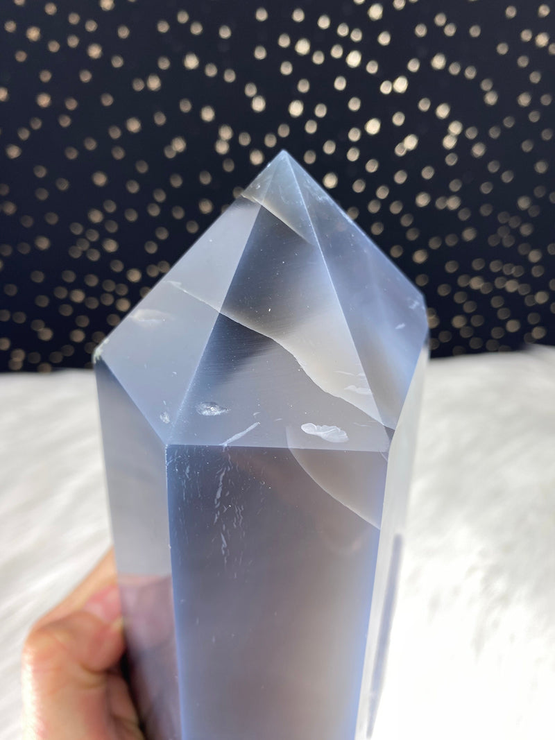 8.5" 4.89lb Banded Botswana Agate UNIQUE Crystal Self Standing Tower 2220g Druzy Quartz Obelisk Polished Healing Display Point Large Huge