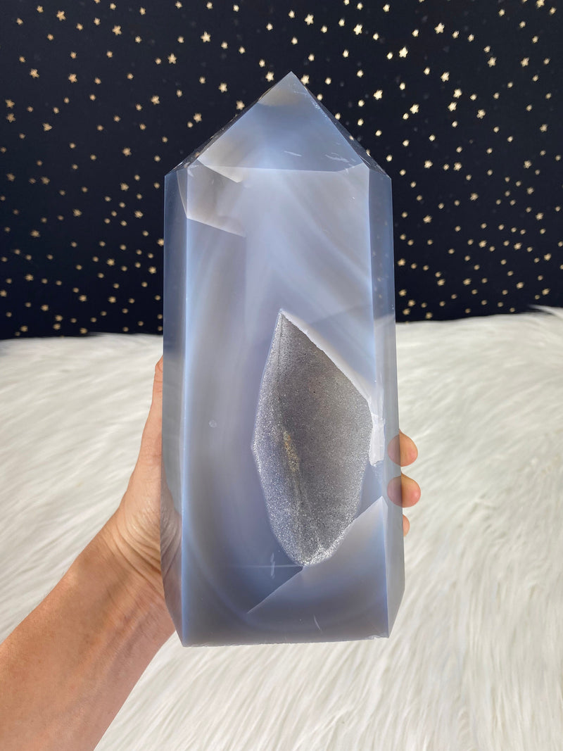 8.5" 4.89lb Banded Botswana Agate UNIQUE Crystal Self Standing Tower 2220g Druzy Quartz Obelisk Polished Healing Display Point Large Huge