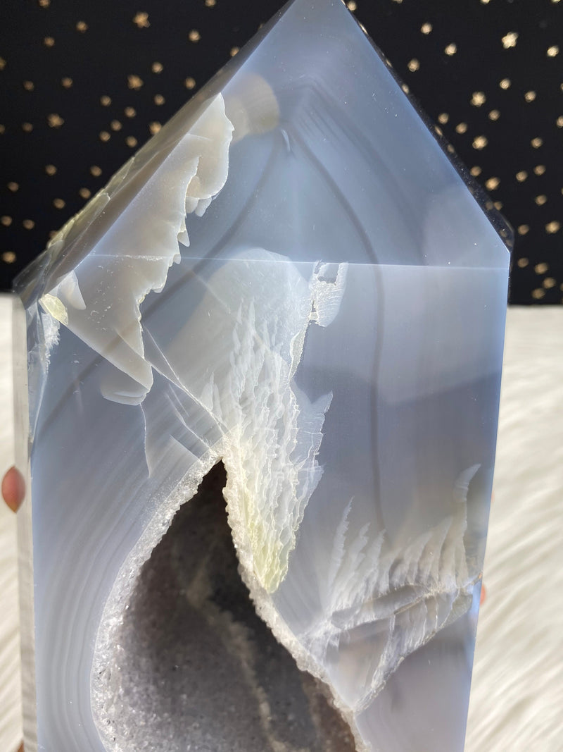 9.5" 9.46lb Banded Botswana Agate UNIQUE Crystal Self Standing Tower 4290g Druzy Quartz Obelisk Polished Healing Display Point Large Huge