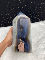 9.75" 9.91lb Banded Botswana Agate UNIQUE Crystal Self Standing Tower 4490g Druzy Quartz Obelisk Polished Healing Display Point Large Huge