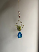 Geometric Hanging Beaded Agate Bell Air Plant Holder Indoor Plant Himmeli Brass Gold Metal Birthday Housewarming Gardening Geometric Plantar