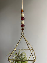 Geometric Hanging Beaded Agate Bell Air Plant Holder Indoor Plant Himmeli Brass Gold Metal Birthday Housewarming Gardening Geometric Plantar