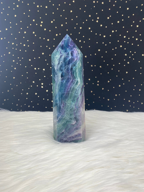 4.43lb 9.5” Large Rainbow Fluorite 2010g Standing Obelisk from Colorado Rare Quartz Display Wand Natural Big XL Crystal Column Huge Healing