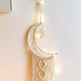 Crescent Moon Dreamcatcher Wood Beads (UNASSEMBLED Fairy Lights) Macrame Tapestry Wall Decoration Large Girl Boy Nursery Wall Hanging