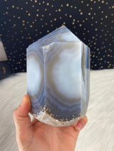 4.9" 2.73lb Banded Botswana Agate UNIQUE Crystal Self Standing Tower 1240g Druzy Quartz Obelisk Polished Healing Display Point Large Huge