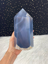 6.5" 2.84lb Banded Botswana Agate UNIQUE Crystal Self Standing Tower 1290g Druzy Quartz Obelisk Polished Healing Display Point Large Huge