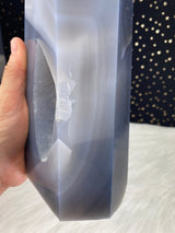 8.5" 4.89lb Banded Botswana Agate UNIQUE Crystal Self Standing Tower 2220g Druzy Quartz Obelisk Polished Healing Display Point Large Huge