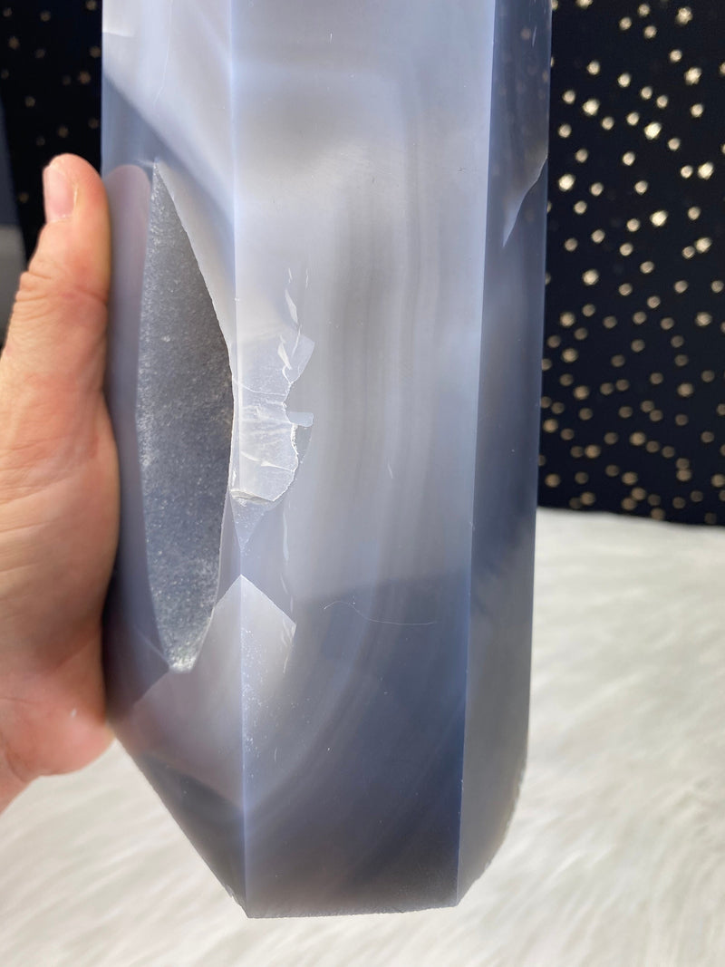 8.5" 4.89lb Banded Botswana Agate UNIQUE Crystal Self Standing Tower 2220g Druzy Quartz Obelisk Polished Healing Display Point Large Huge