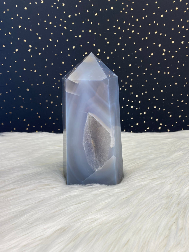 8.5" 4.89lb Banded Botswana Agate UNIQUE Crystal Self Standing Tower 2220g Druzy Quartz Obelisk Polished Healing Display Point Large Huge