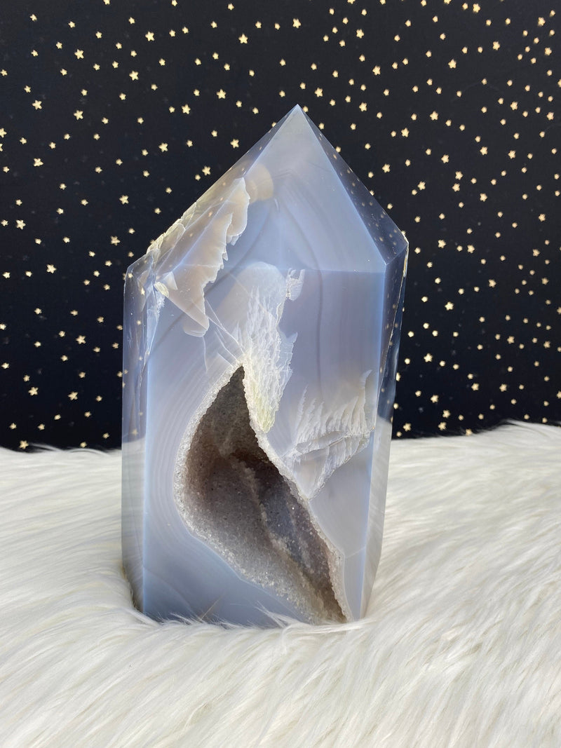 9.5" 9.46lb Banded Botswana Agate UNIQUE Crystal Self Standing Tower 4290g Druzy Quartz Obelisk Polished Healing Display Point Large Huge