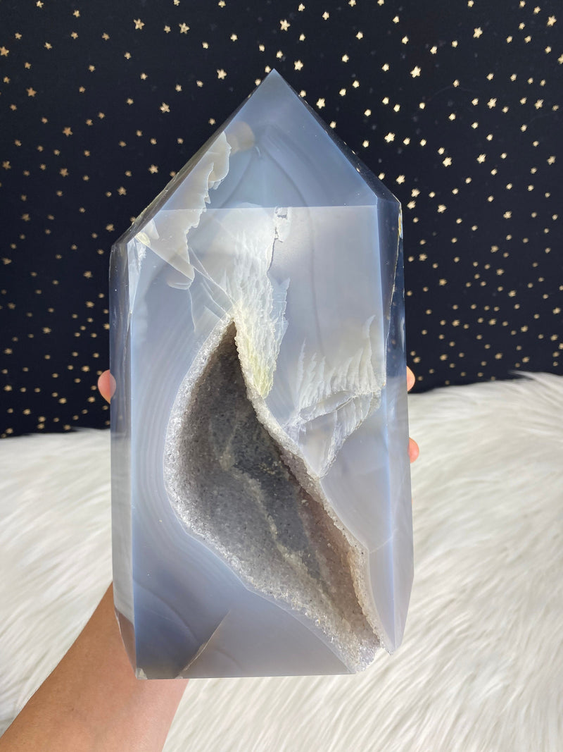 9.5" 9.46lb Banded Botswana Agate UNIQUE Crystal Self Standing Tower 4290g Druzy Quartz Obelisk Polished Healing Display Point Large Huge