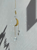 Gold Crescent Moon Star Sun Geometric Suncatcher Crystal Prism Ball Modern Hoop Rainbow Maker Light Catcher Hanging Good Luck Gift